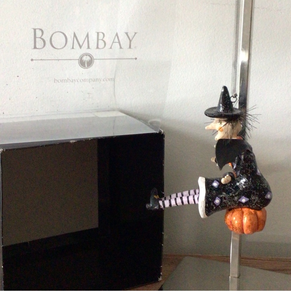 NEW Bombay Comp. Flying Witch On Pumpkin Ornament Collectible Halloween- VTG